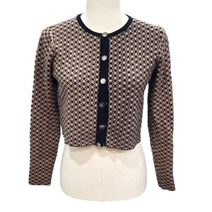 EUC Truth by Republic women's plaid cropped clip button sweater cardigan, SP